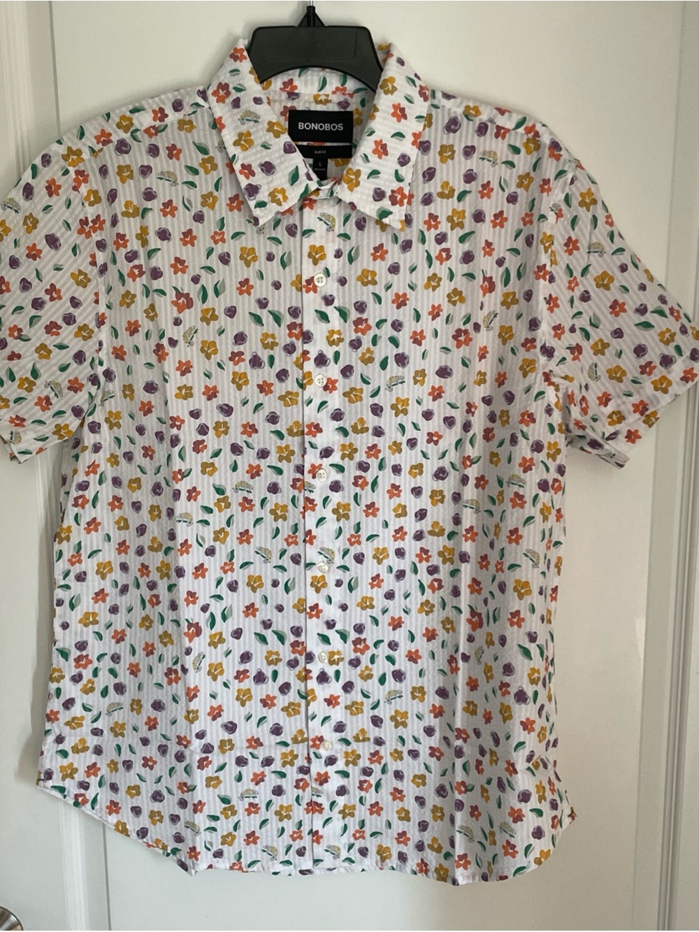Bonobos Slim Fit  Short Sleeve Button Down Shirt, Floral Print, Men’s Large New